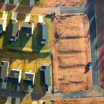 an area showing homes placed out in a subdivision