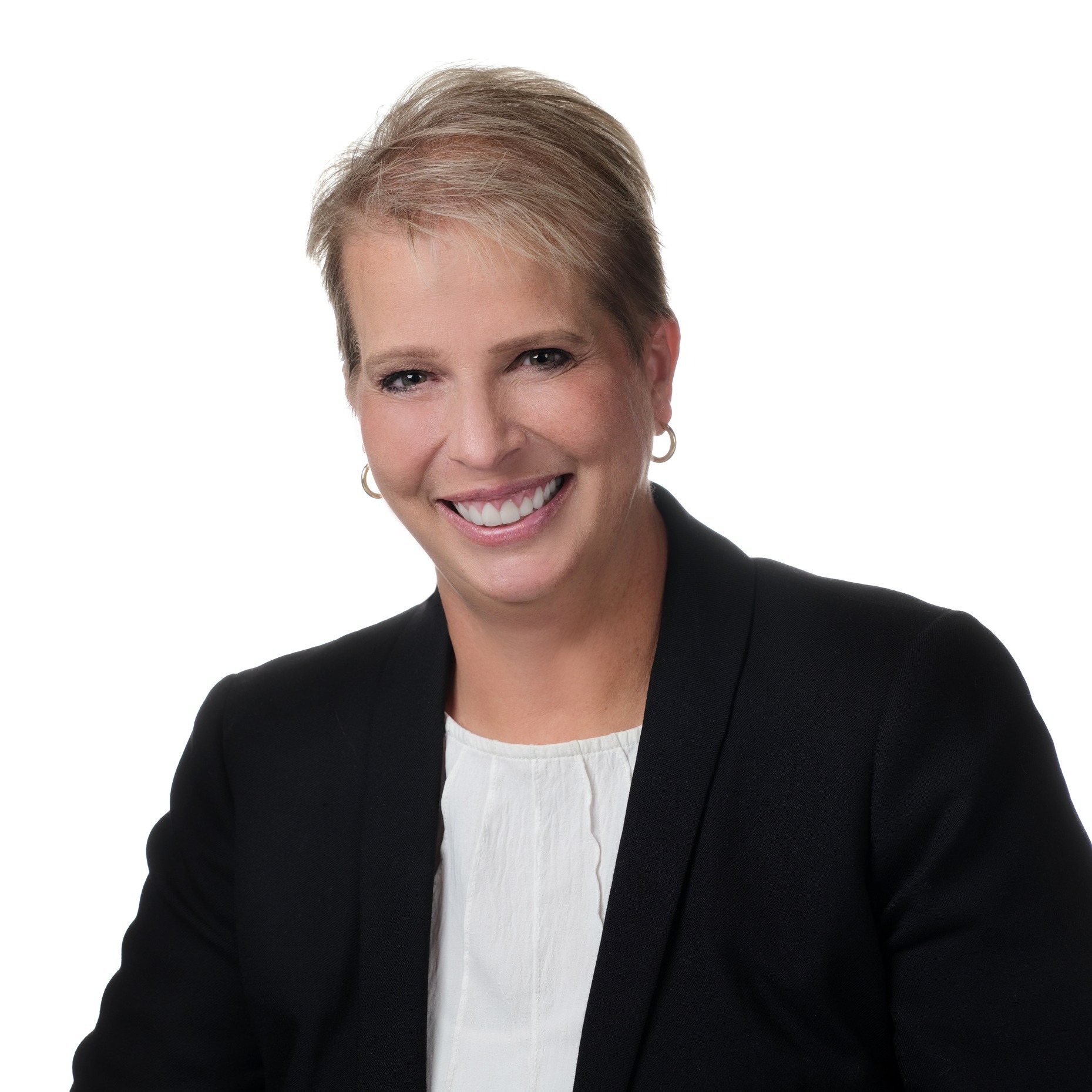 Councilwoman Gina Hirst in a white blouse and black jacket