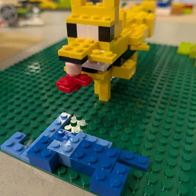 Yellow dog like creature made of legos