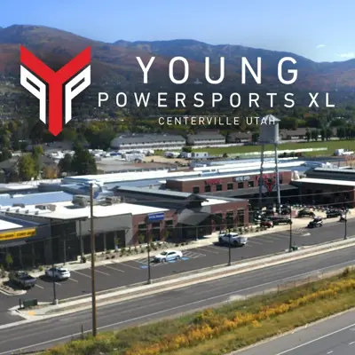 An aerial shot of a powersports businesss in centerville utah