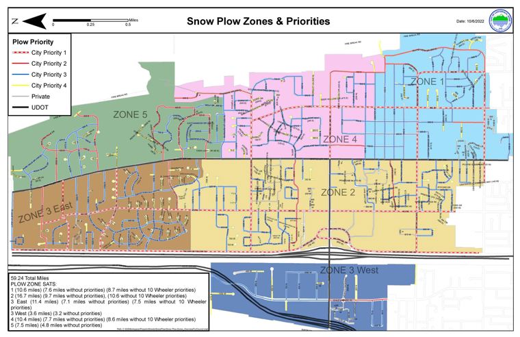 Snow plow map with zones