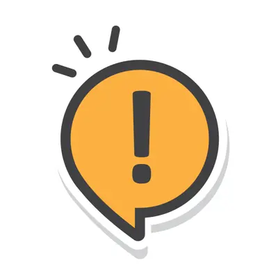 An exclamation mark in a yellow circle