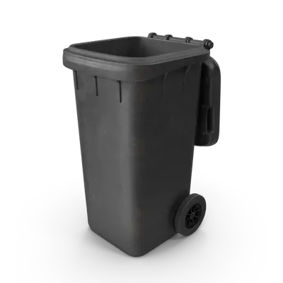 a black garbage can
