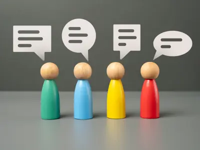 Would people with cloud captions above their head representing conversations