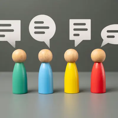 Would people with cloud captions above their head representing conversations